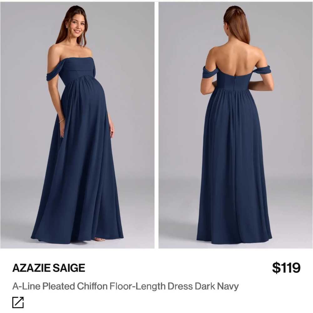 Azazie Saige Strapless A-Line Chiffon Dress - Dark Navy